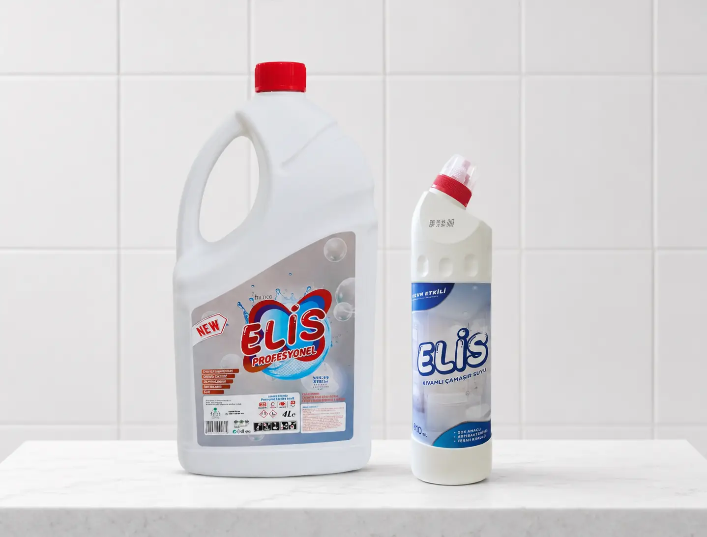 Elis household bleach bottles